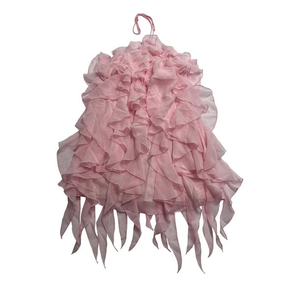 Meshki Marigold Ruffle Halter Mini Dress in Powder Pink - Picture 1 of 5
